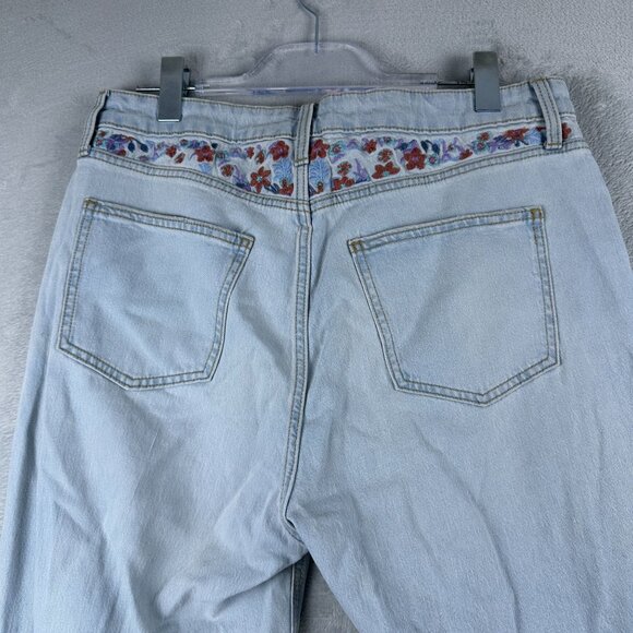 Lauren Conrad Straight Leg Jeans Womens Size 12 Crop Distressed Frayed Hem Blue - Picture 4 of 12
